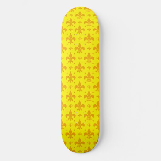 Geel Fleur-de-lis Patroonontwerp Persoonlijk Skateboard (Voorkant)