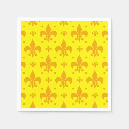 Geel Fleur-de-lis Patroonontwerp Servet (Voorkant)