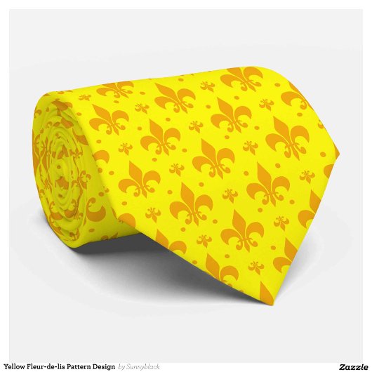Geel Fleur-de-lis Patroonontwerp Stropdas