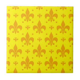 Geel Fleur-de-lis Patroonontwerp Tegeltje