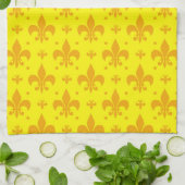 Geel Fleur-de-lis Patroonontwerp Theedoek (Gevouwen)