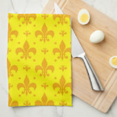 Geel Fleur-de-lis Patroonontwerp Theedoek (Quarter Fold)