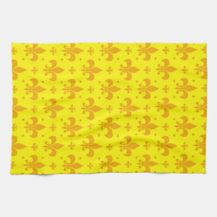 Geel Fleur-de-lis Patroonontwerp Theedoek