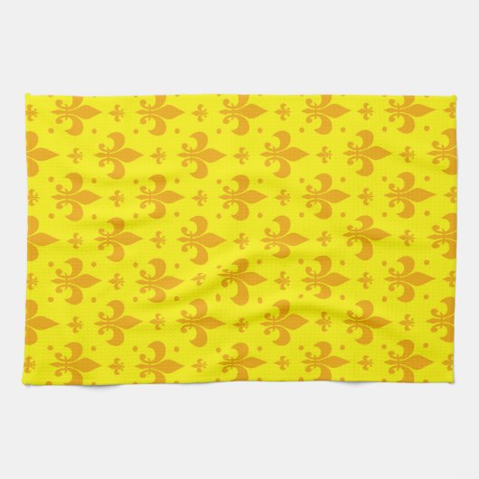 Geel Fleur-de-lis Patroonontwerp Theedoek (Horizontaal)