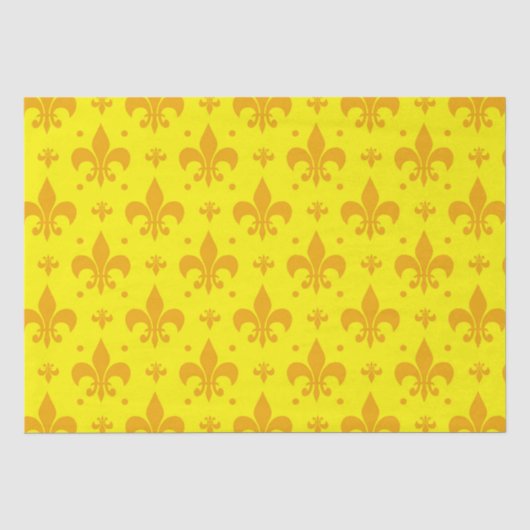 Geel Fleur-de-lis Patroonontwerp Tissuepapier (Voorkant)