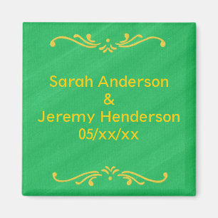 Geel Fleur De Lis Rand Groen Save date Magneten
