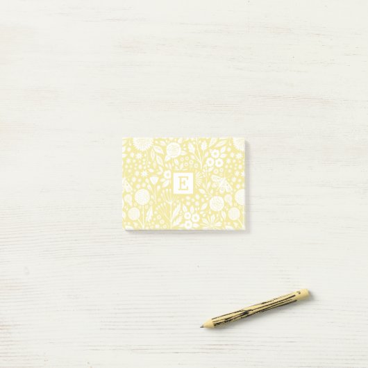  Geel  Floral Hand getekend  Post-it® Notes (Op bureau)