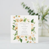 Geel Floral Lijst Emerald Rehearsal Dinner Invit Kaart (Staand voorkant)