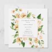 Geel Floral Lijst Emerald Rehearsal Dinner Invit Kaart (Voorkant)