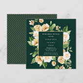Geel Floral Lijst Emerald Rehearsal Dinner Kaart (Voorkant / Achterkant)