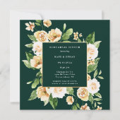 Geel Floral Lijst Emerald Rehearsal Dinner Kaart (Voorkant)
