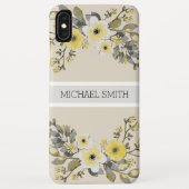 Geel Floral Monogram Modern Bone Case-Mate iPhone Case (Achterkant)