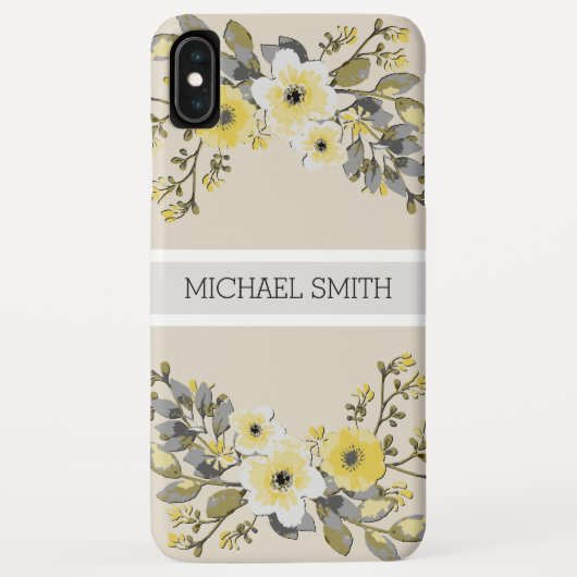 Geel Floral Monogram Modern Bone Case-Mate iPhone Case (Achterkant)
