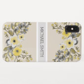 Geel Floral Monogram Modern Bone Case-Mate iPhone Case (Achterkant (horizontaal))
