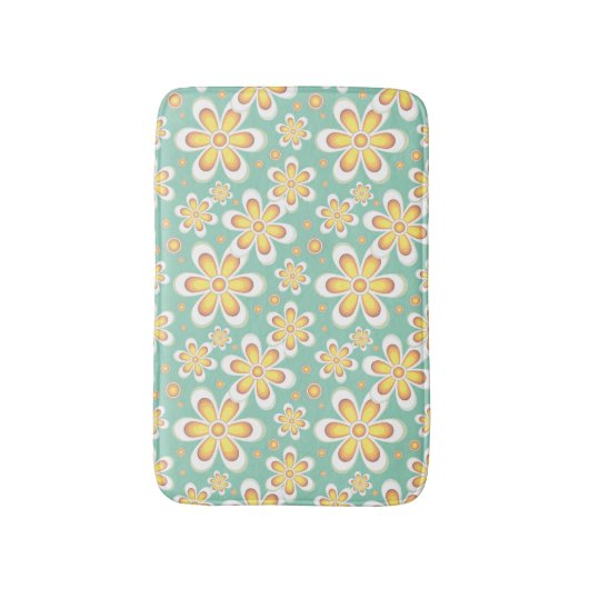 Geel Floral Pattern Badmat (Voorkant Verticaal)