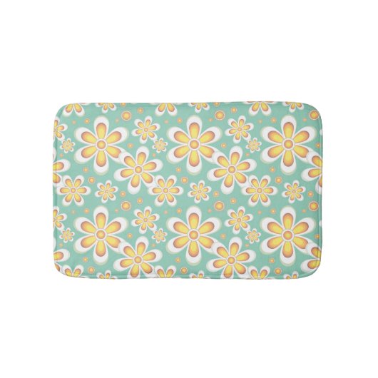 Geel Floral Pattern Badmat (Voorkant)