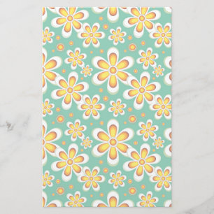 Geel Floral Pattern Briefpapier