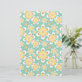 Geel Floral Pattern Briefpapier (Staand voorkant)