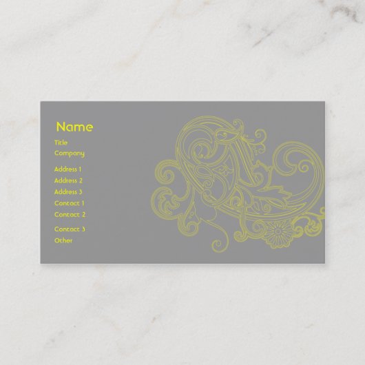 Geel Floral Pattern - Business Visitekaartje (Voorkant)