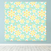 Geel Floral Pattern Canvas Afdruk (Insitu (Houten vloer))