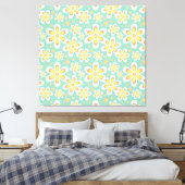 Geel Floral Pattern Canvas Afdruk (Insitu (Slaapkamer))