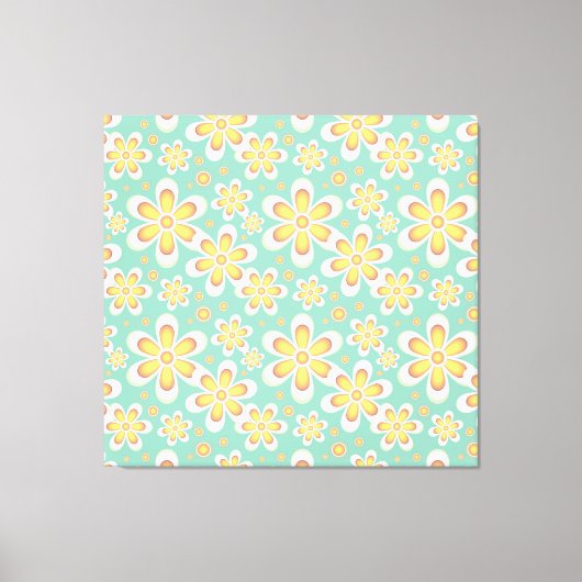 Geel Floral Pattern Canvas Afdruk (Voorkant)