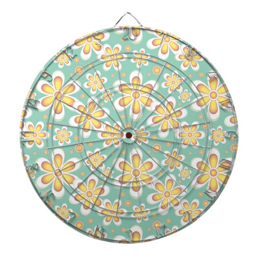 Geel Floral Pattern Dartbord (Voorkant)