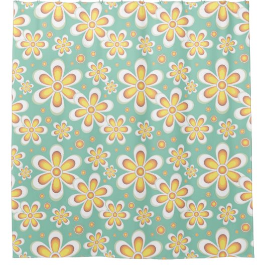 Geel Floral Pattern Douchegordijn (Voorkant)