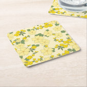 Geel Floral Pattern Kartonnen Onderzetters (Schuin)