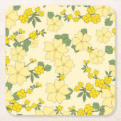 Geel Floral Pattern Kartonnen Onderzetters (Voorkant)
