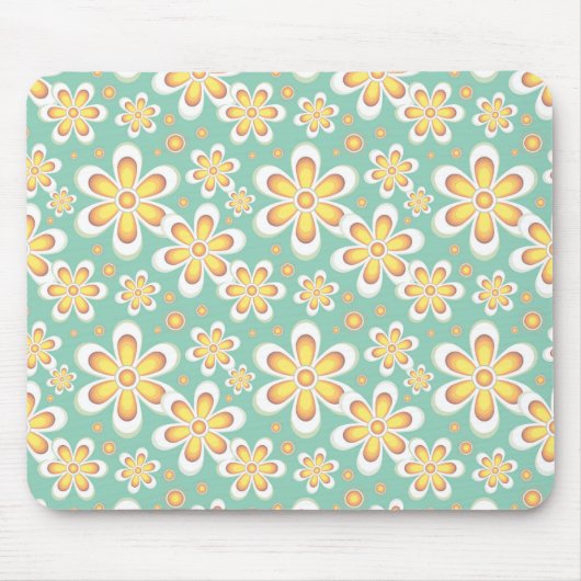 Geel Floral Pattern Muismat (Voorkant)