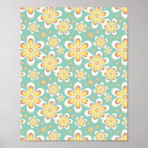 Geel Floral Pattern Poster
