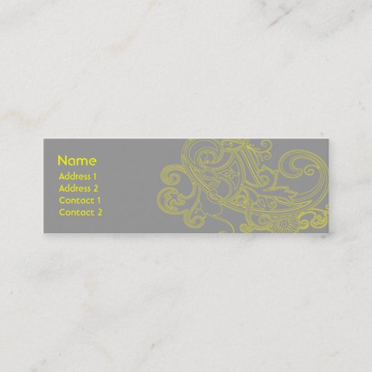 Geel Floral Pattern - Skinny Mini Visitekaartje (Voorkant)