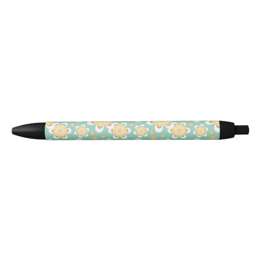 Geel Floral Pattern Zwarte Inkt Pen (Voorkant)