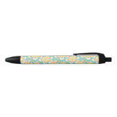Geel Floral Pattern Zwarte Inkt Pen (Bovenkant)