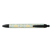 Geel Floral Pattern Zwarte Inkt Pen (Achterkant)