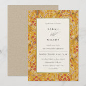  geel Floral Peacock Vow Renewal Invite Bedankkaart (Voorkant / Achterkant)