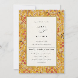  geel Floral Peacock Vow Renewal Invite Bedankkaart
