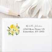 Geel Floral Return-adres Etiket (Insitu)