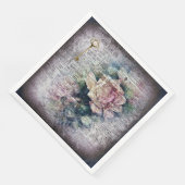 Geel Floral Roos Victoriaans Ephemeral Decoupage Servet (Hoek)