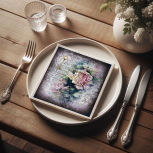 Geel Floral Roos Victoriaans Ephemeral Decoupage Servet