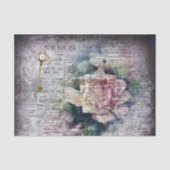 Geel Floral Roos Victoriaans Ephemeral Decoupage Tissuepapier (Voorkant)