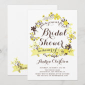  geel Floral Wreath Summer Vrijgezellenfeest Kaart (Voorkant / Achterkant)