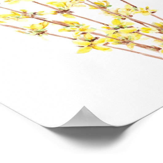 geel forsythia waterverf schilderij poster (Hoek)