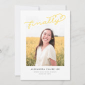 Geel Foto Afstuderen Aankondiging (Voorkant)