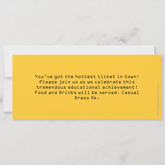 Geel Foto Afstuderen Ticket-uitnodigingen Kaart (Achterkant)