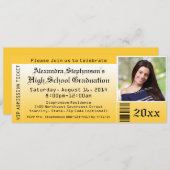 Geel Foto Afstuderen Ticket-uitnodigingen Kaart (Voorkant / Achterkant)