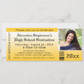 Geel Foto Afstuderen Ticket-uitnodigingen Kaart (Voorkant)