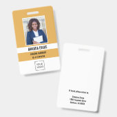 Geel | Foto Medewerker Logo of QR CODE Beveiliging Badge (Voor- en achterkant)