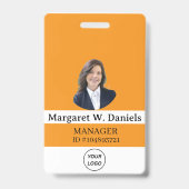 Geel | Foto Personeelslogo of QR CODE Beveiligings Badge (Voorzijde)